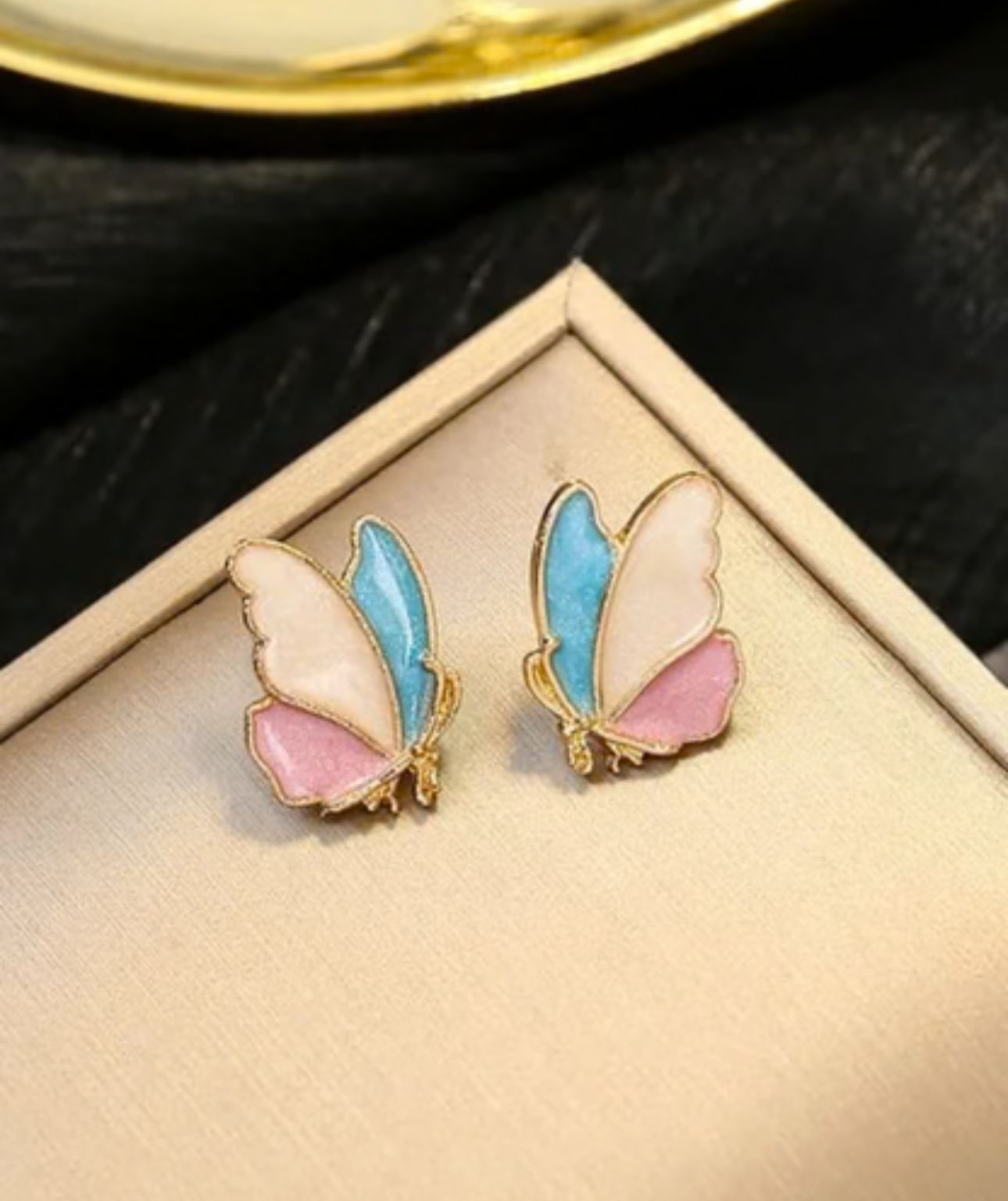 Pastel Butterfly Stud Earrings – Whimsical Elegance in Color